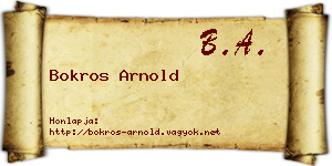 Bokros Arnold névjegykártya