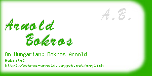 arnold bokros business card